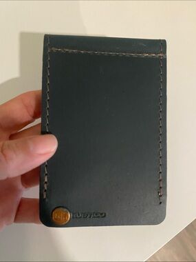 Rustico Money Clip Leather Wallet in blue with Stitching